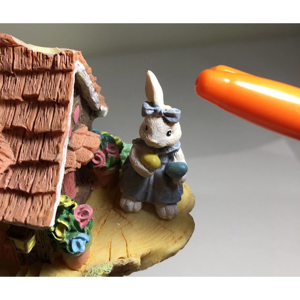 Easter Bunny Rabbit Family Treehouse Sculpture 12" Tall Read Description - Picture 4 of 6